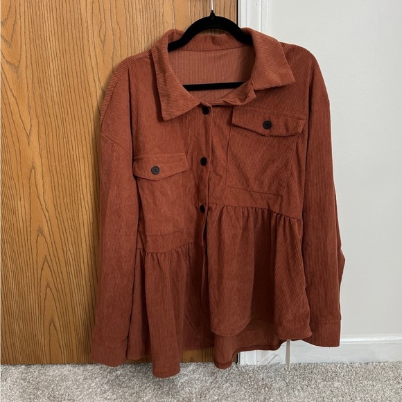 Women's Burnt Orange Corduroy Button Down - Picture 1 of 4